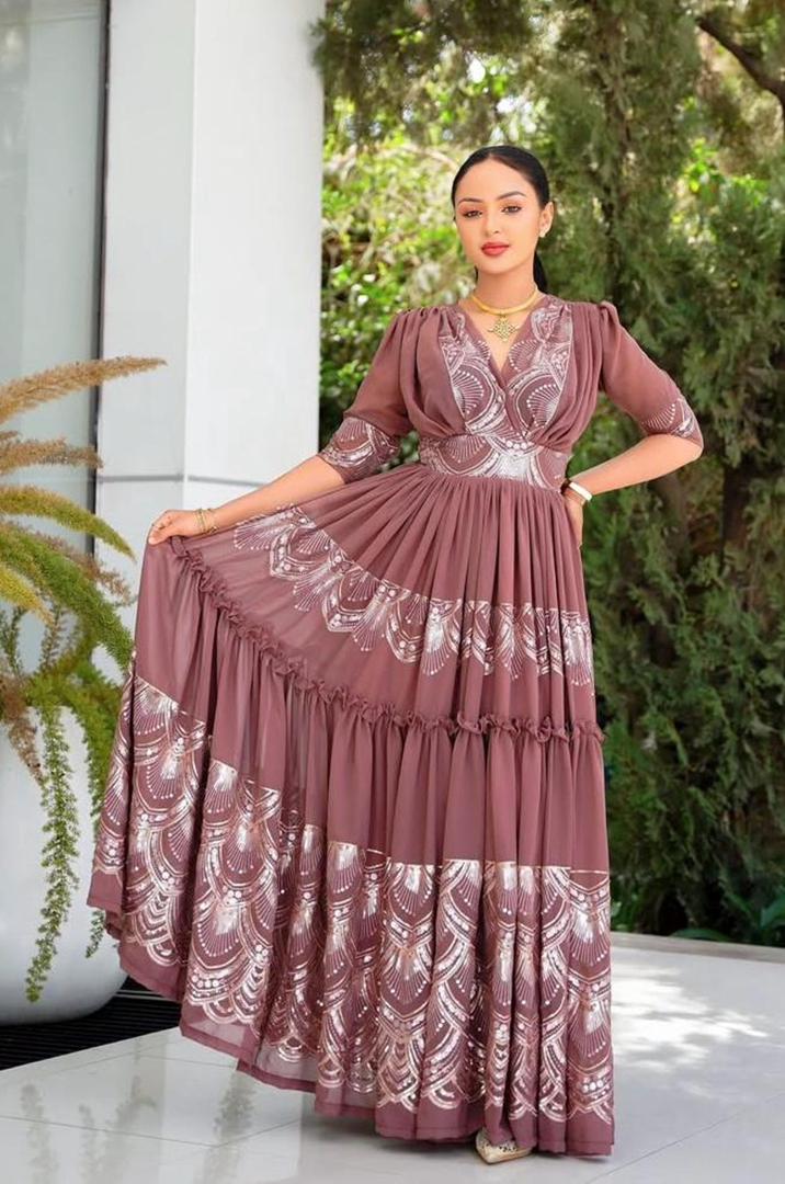 👑 Ethereal Grace: The Modern Ethiopian Shefon (Chiffon) Special Event Gown 