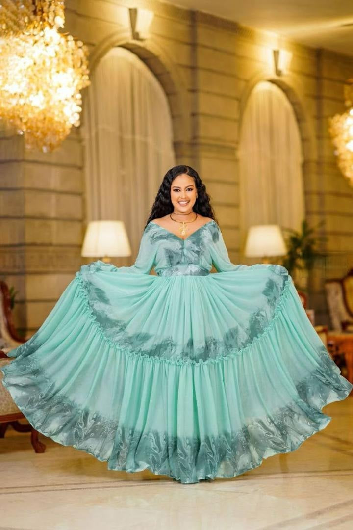Ethiopian Traditional Clothes,  Kaba Store Chiffon-Shefon