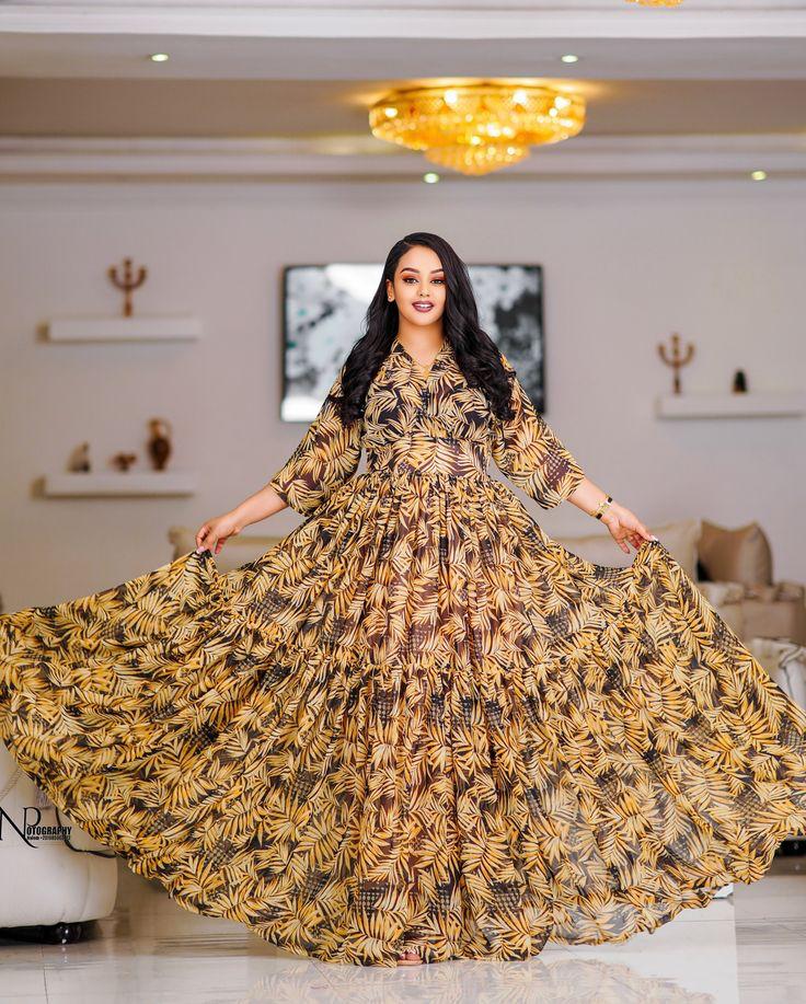  Flowing Elegance: Modern Ethiopian 'Shefon' Chiffon Holiday Dresses 