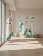 🌟 Modern Bridal Party Habesha Kemis – Matching One - Shoulder Dresses with Teal & Gold T'el'e't Embroidery | ETH - GM_0004Group MatchingKaba StoreKaba StoreXS🌟 Modern Bridal Party Habesha Kemis – Matching One - Shoulder Dresses with Teal & Gold T'el'e't Embroidery | ETH - GM_0004