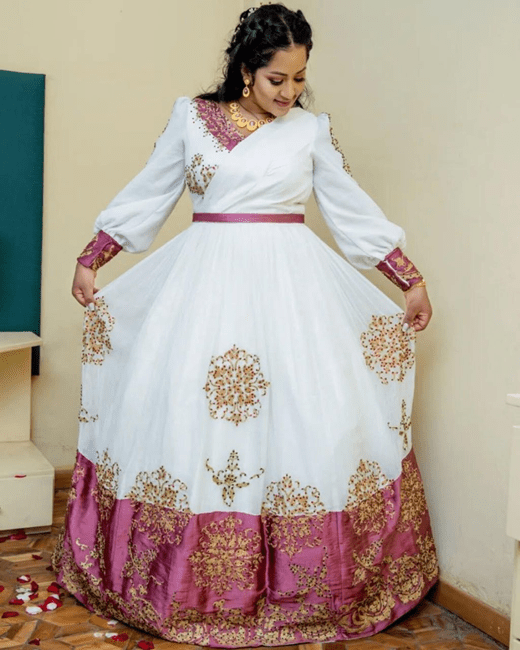 Elegant Ethiopian Traditional Women's Cloth with Gold Embroidery | ETH_W - 0002Women'sKaba StoreKaba StoreXSElegant Ethiopian Traditional Women's Cloth with Gold Embroidery | ETH_W - 0002