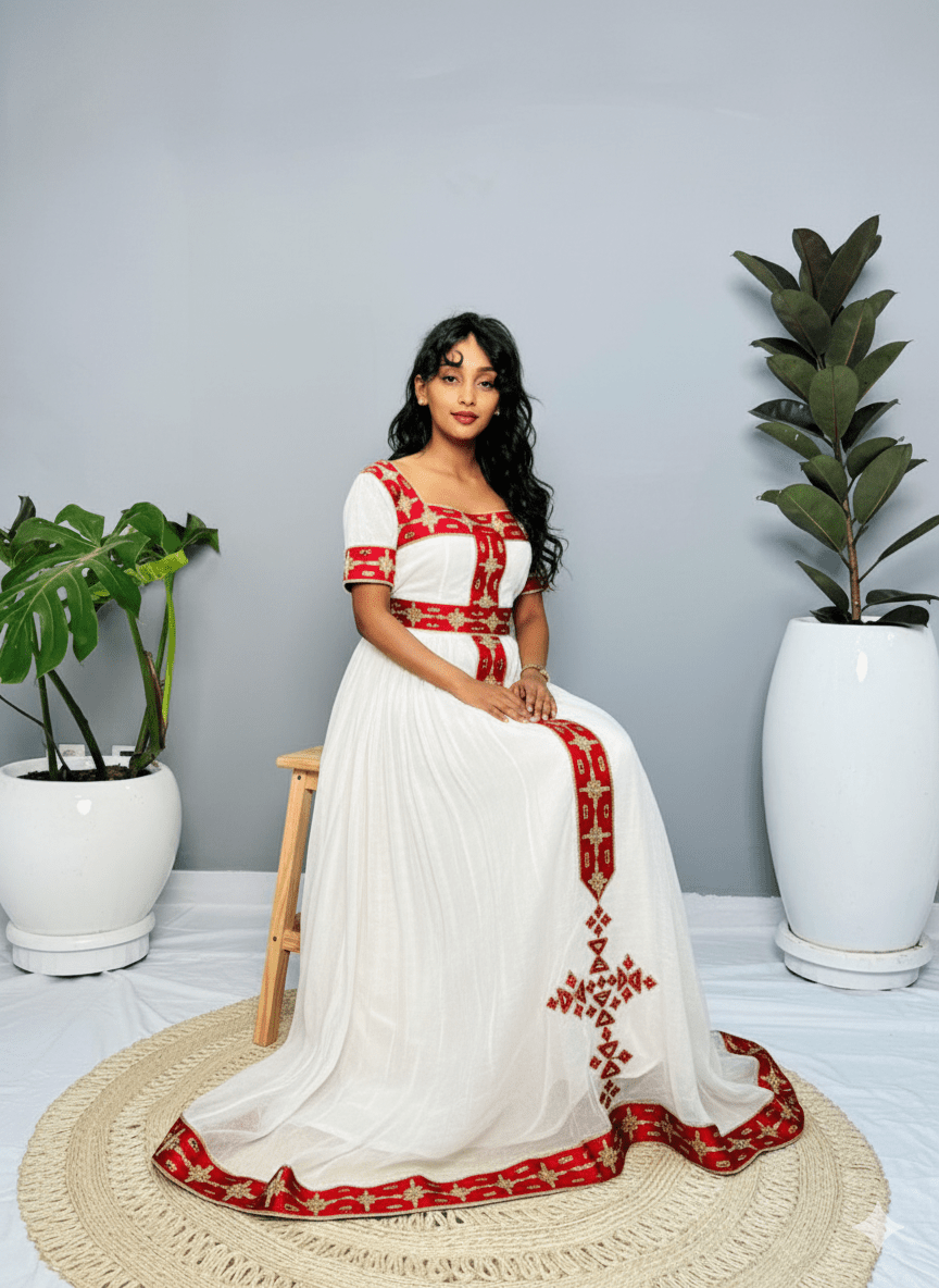 ✨Short Sleeves Habesha Kemis | A beautiful Ethiopian Habesha Kemis | ETH_Wm - 0004Women'sKaba StoreKaba Store10XSAll agesa white dress with red embroidery Habesha Kemis Ethiopian dress Habesha dress Ethiopian clothing Habesha clothing 