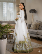 Emerald Elegance: White Ethiopian Habesha Kemis with Green & Gold Tillet Embroidery | ETH_Wm - 0001Women'sKaba StoreKaba StoreXSAll agesWoman in a white and green embroidered traditional outfit. Ethiopian wedding Habesha brides  Ethiopian Embroidery Colors Tilet for Epiphany/Baptism Tilet Color Occasion Kaba Store Products Kaba Store Heritage Tilet Color Meaning Habesha Tilet Guide Habesha Style Gallery Habesha Kemi Symbolism Habesha Embroidery Motifs Ethiopian Wedding Style Ethiopian Wedding Co